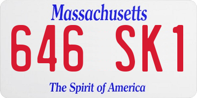 MA license plate 646SK1