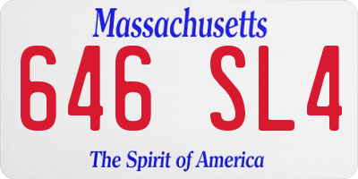 MA license plate 646SL4
