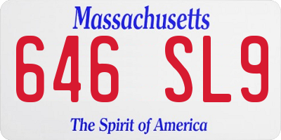MA license plate 646SL9