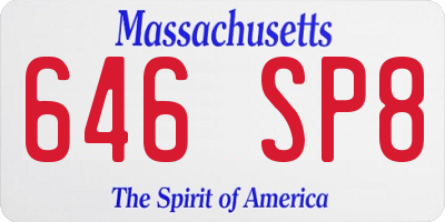 MA license plate 646SP8