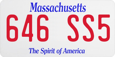 MA license plate 646SS5