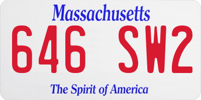 MA license plate 646SW2