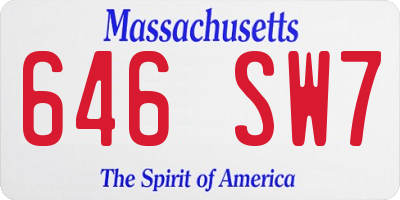 MA license plate 646SW7