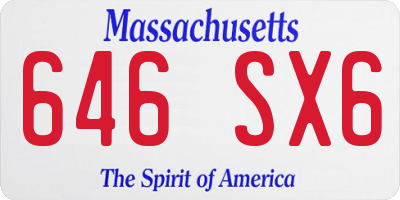 MA license plate 646SX6