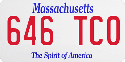 MA license plate 646TC0