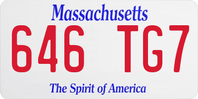 MA license plate 646TG7