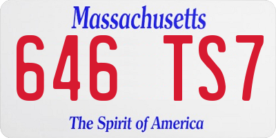 MA license plate 646TS7