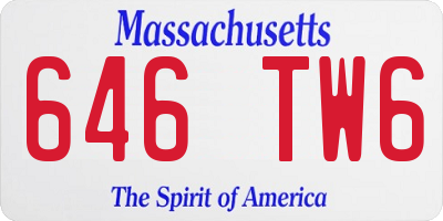 MA license plate 646TW6