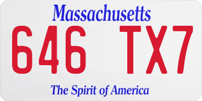 MA license plate 646TX7