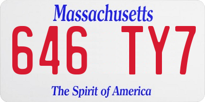 MA license plate 646TY7