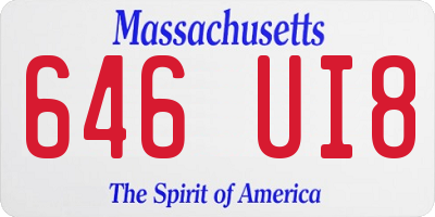 MA license plate 646UI8