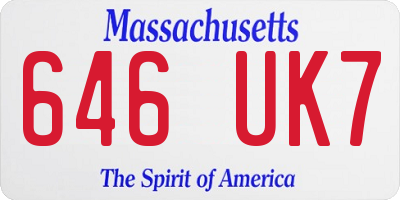 MA license plate 646UK7