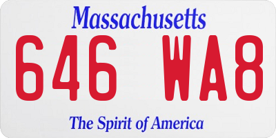 MA license plate 646WA8