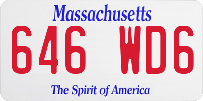 MA license plate 646WD6