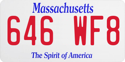 MA license plate 646WF8