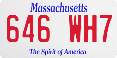 MA license plate 646WH7