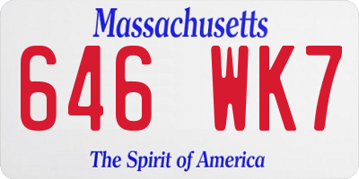 MA license plate 646WK7