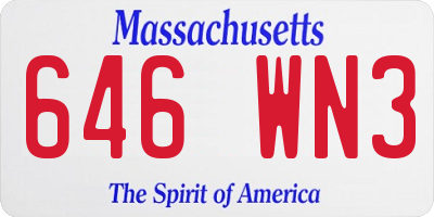 MA license plate 646WN3
