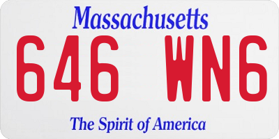 MA license plate 646WN6