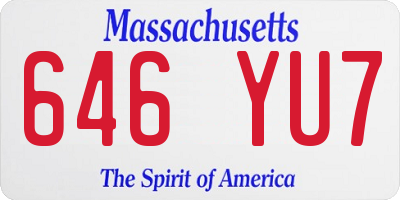 MA license plate 646YU7
