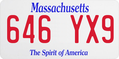 MA license plate 646YX9