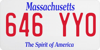 MA license plate 646YY0