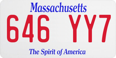 MA license plate 646YY7
