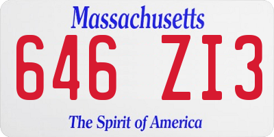 MA license plate 646ZI3