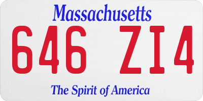 MA license plate 646ZI4
