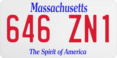 MA license plate 646ZN1