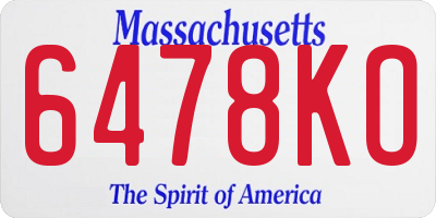 MA license plate 6478KO