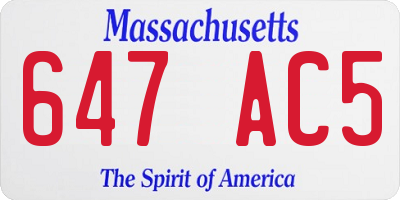 MA license plate 647AC5