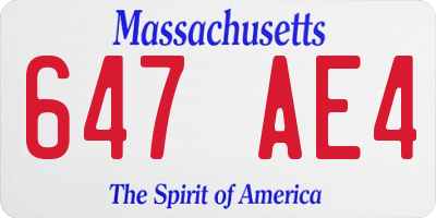 MA license plate 647AE4