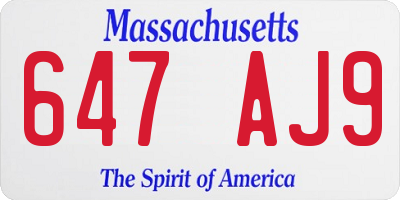 MA license plate 647AJ9