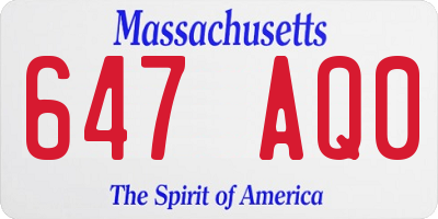 MA license plate 647AQ0