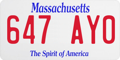 MA license plate 647AY0