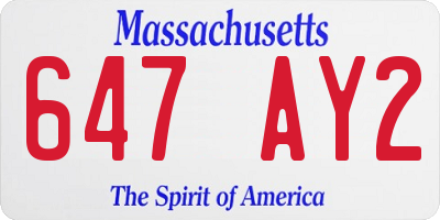MA license plate 647AY2