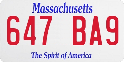 MA license plate 647BA9
