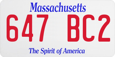 MA license plate 647BC2