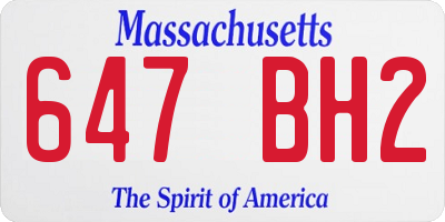 MA license plate 647BH2
