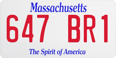 MA license plate 647BR1