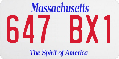 MA license plate 647BX1