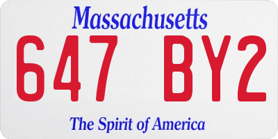 MA license plate 647BY2
