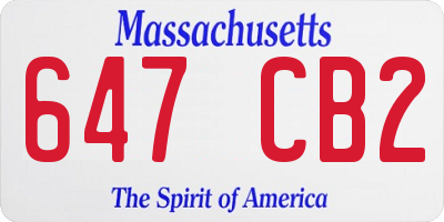 MA license plate 647CB2