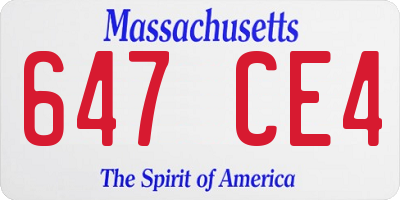 MA license plate 647CE4