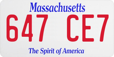 MA license plate 647CE7