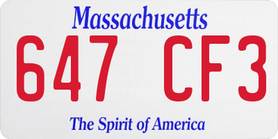 MA license plate 647CF3