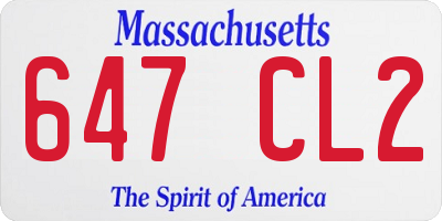 MA license plate 647CL2