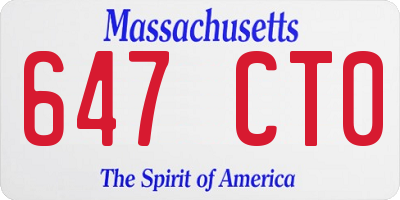 MA license plate 647CT0