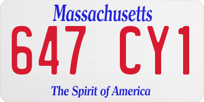 MA license plate 647CY1